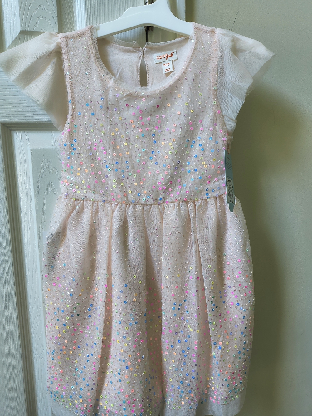 Cat & Jack Pale Pink Tulle Dress with Multicolor Sequins